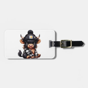 Etiqueta De Bagagem Cozy Highland Cow