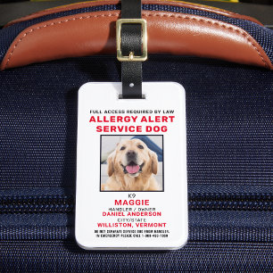 Etiqueta De Bagagem Crachá de ID de Foto do Allergy Alert Service Dog