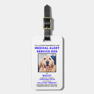 Etiqueta De Bagagem Crachá de ID de Foto do Cão do Serviço de Alert