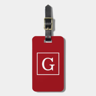 Etiqueta De Bagagem Cranberry Red White enquadrado em Monograma inicia