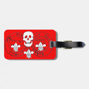 ETIQUETA DE BAGAGEM CRÂNIO VERMELHO E FLEUR DE LISE/PIRATAS MAPAS DE 