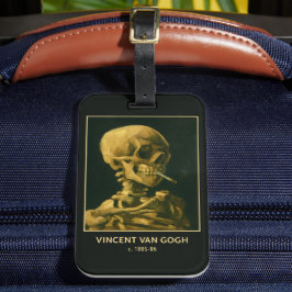 Etiqueta De Bagagem Crânio Vintage Fumando – Arte Única Inspirada em V