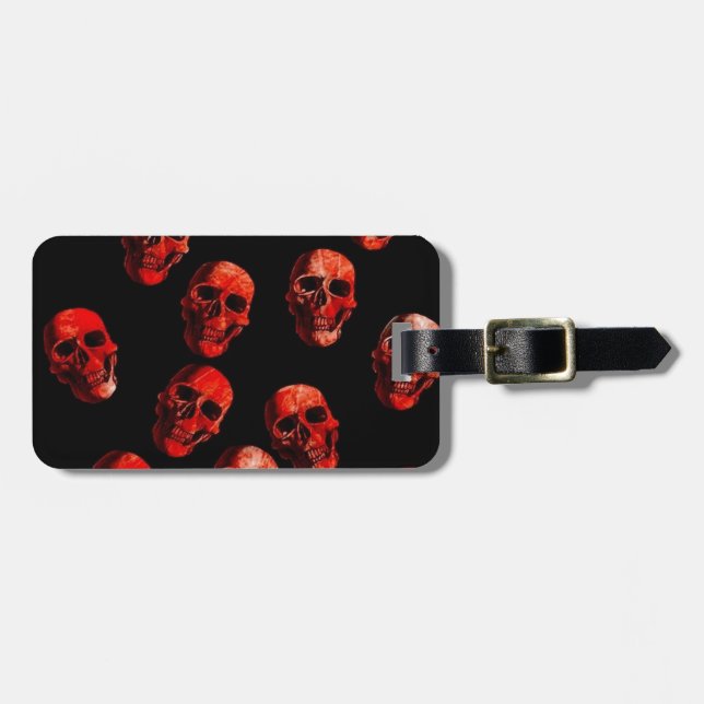 Etiqueta De Bagagem crânios, preto vermelho (Frente Horizontal)