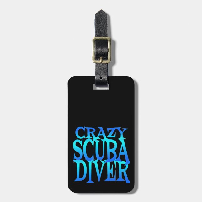 Etiqueta De Bagagem Crazy Scuba Diver (Frente Vertical)
