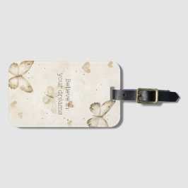 Etiqueta De Bagagem Cream Hearts Butterflies Christmas