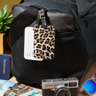 Etiqueta De Bagagem Creamy Brown Black Leopardo