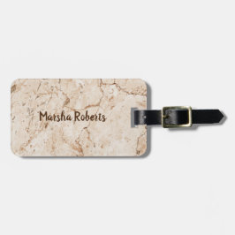 Etiqueta De Bagagem Creme Monograma Marbled