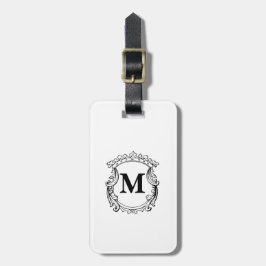 Etiqueta De Bagagem Crest de Monograma Elegante Personalizado