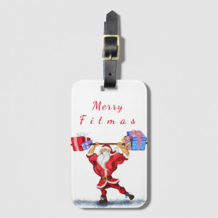 Etiqueta De Bagagem Criador de Porcos Papai Noel com presentes de Nata