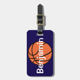 Etiqueta De Bagagem Crianças de basquete azuis e bonitas