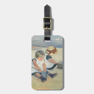 Etiqueta De Bagagem Crianças que jogam na praia, 1884