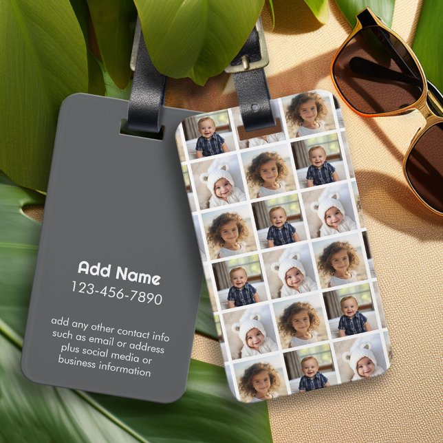 Etiqueta De Bagagem Criar uma Colagem de Fotos Personalizada com 3 Fot (Custom Photo Luggage Tag)