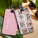 Etiqueta De Bagagem Crie Seu Próprio Nome Personalizado Colagem de Fot<br><div class="desc">Uma forma excelente de mostrar as suas fotografias quadradas a partir da sua conta online. Um design feminino,  mas sofisticado.</div>