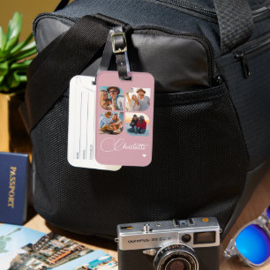 Etiqueta De Bagagem Crie Seu Próprio Nome Personalizado com 4 Fotos