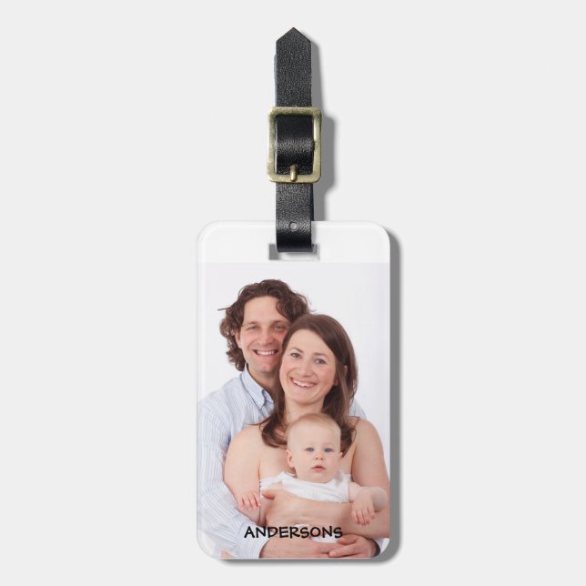 Etiqueta De Bagagem Crie sua própria foto personalizada (Frente Vertical)