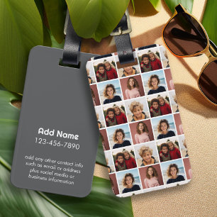 Etiqueta De Bagagem Crie uma colagem de fotos personalizada com 4 foto