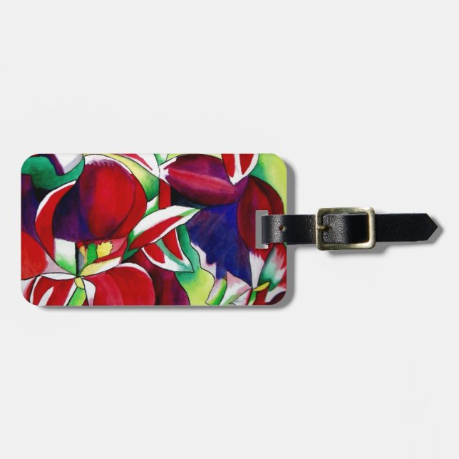 Etiqueta De Bagagem Crimson tropical Cingapura Orquídeas (Frente Horizontal)