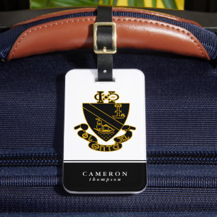 Etiqueta De Bagagem Crista da Phi Chi Theta   Dourado e Preto