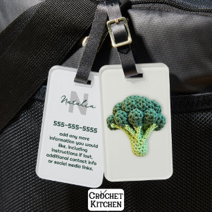 Etiqueta De Bagagem Crochet Broccoli minimalista e esquisito