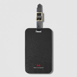 Etiqueta De Bagagem Crocodilo Leather Textura Vermelha