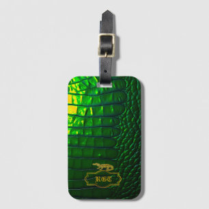 Etiqueta De Bagagem Crocodilo Verde Iridescente Cinzento Verde Iridesc