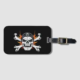 Etiqueta De Bagagem Crossbones crânios com Asas Piscantes
