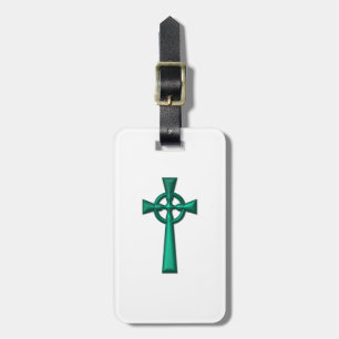 Etiqueta De Bagagem Cruz Celular Verde Metálica