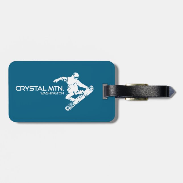 Etiqueta De Bagagem Crystal Mountain Washington Snowboarder (Traseira Horizontal)