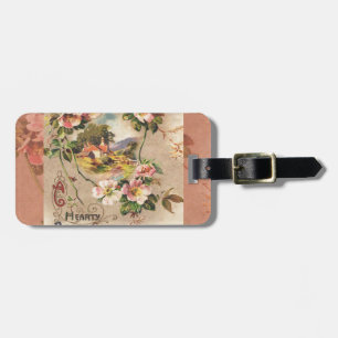 Etiqueta De Bagagem Cumprimento floral do Victorian entusiasta do