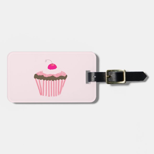 Etiqueta De Bagagem Cupcake Com Cereja (Frente Horizontal)