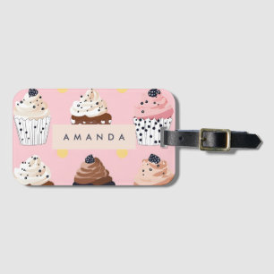 Etiqueta De Bagagem Cupcake doçoso personalizado monograma