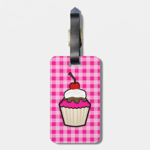 Etiqueta De Bagagem Cupcake rosa quente