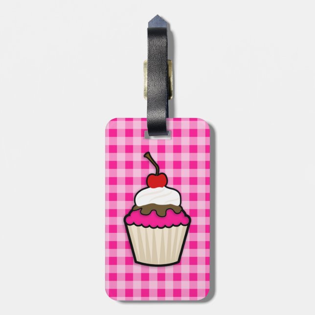 Etiqueta De Bagagem Cupcake rosa quente (Traseira Vertical)