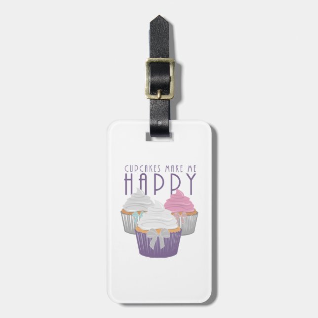 Etiqueta De Bagagem Cupcakes me fazem feliz (Frente Vertical)