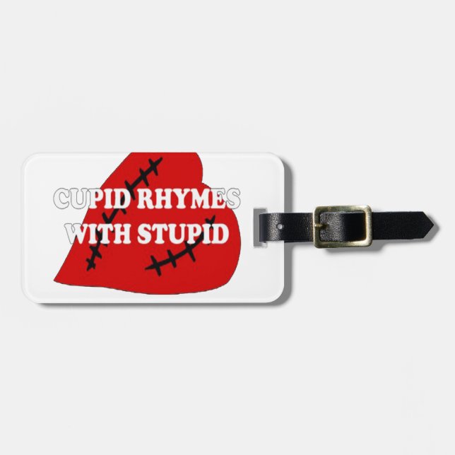 Etiqueta De Bagagem Cupido Rhymes Com Estúpidos (Frente Horizontal)