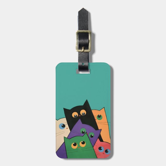 Etiqueta De Bagagem Curious Cats (Frente Vertical)