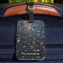 Etiqueta De Bagagem Custom Iridescent Abstract Stained Glass Pattern