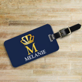 Etiqueta De Bagagem Custom Name Luxury Royal Elegant Monogran 