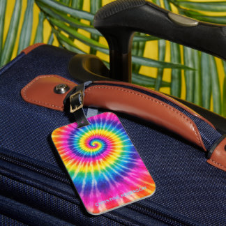 Etiqueta De Bagagem Custom Tye-Dye Retro Colorful Unisex Add Name