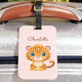 Etiqueta De Bagagem Cute Baby Leopard Safari Animal Kids