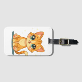 Etiqueta De Bagagem **Cute Cartoon Cat – Adorable Kitty Illustration**