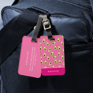 Etiqueta De Bagagem Cute Kawaii Sorrindo o padrão Avocado personalizad