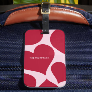 Etiqueta De Bagagem Cute Pink & Red Hearts Feminino Personalizado