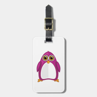 Etiqueta De Bagagem Cute Red Violet Penguin Kawaii Cartoon Big Eyes
