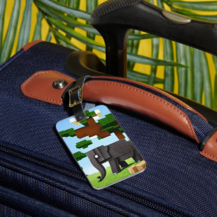 Etiqueta De Bagagem Cute Safari Elephant Pixel Art