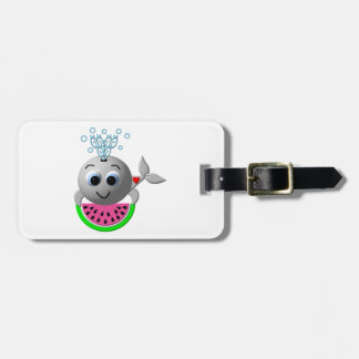 Etiqueta De Bagagem Cute Whale and Watermelon