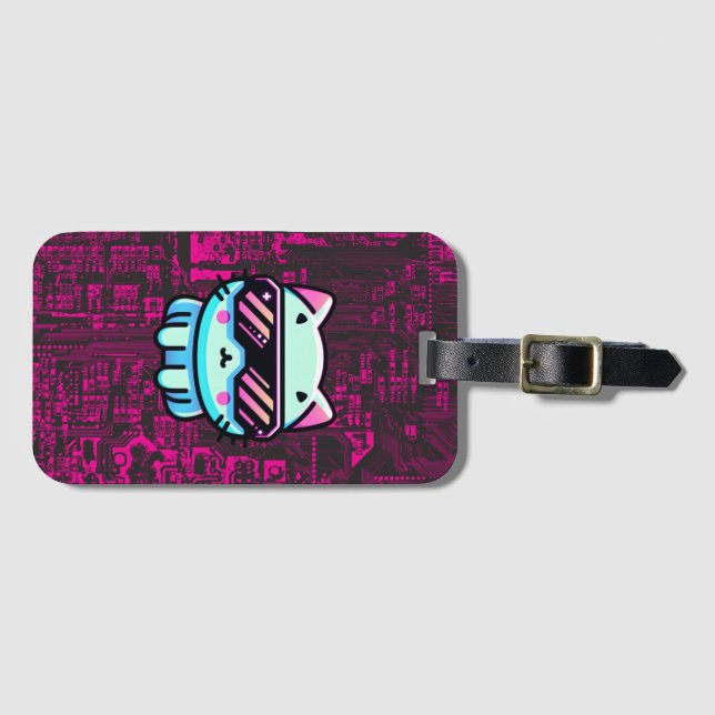 Etiqueta De Bagagem Cyber Cat (Frente Horizontal)