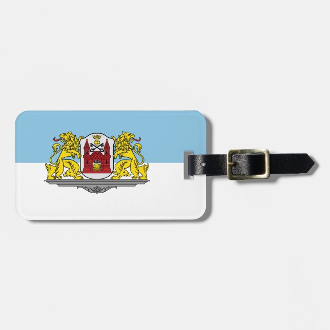Etiqueta de Bagagem da Bandeira de Riga, Letônia (Frente Horizontal)
