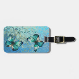 Etiqueta de bagagem da borboleta romântica