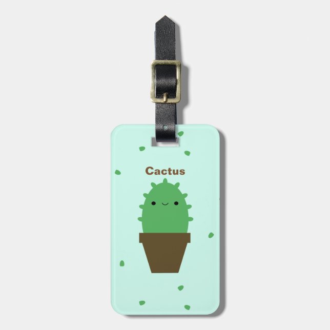 Etiqueta de bagagem da fábrica Cactus kawaii (Frente Vertical)